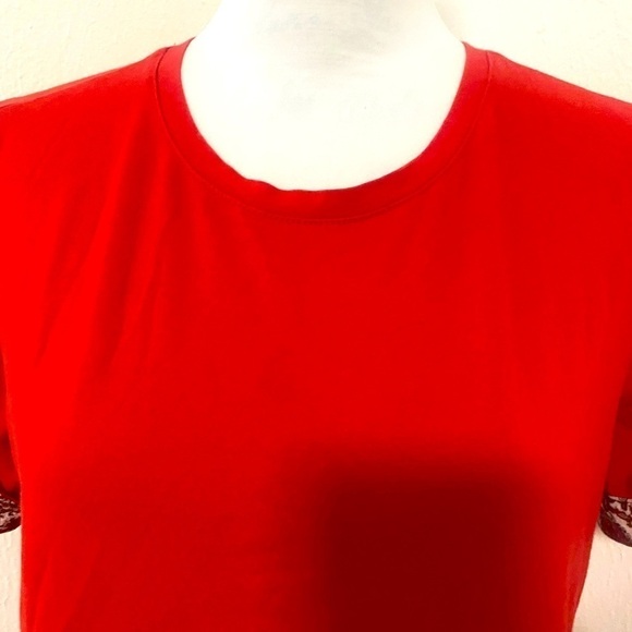 Zara Red Blouse with Paisley Print Sleeves Large - Picture 3 of 5